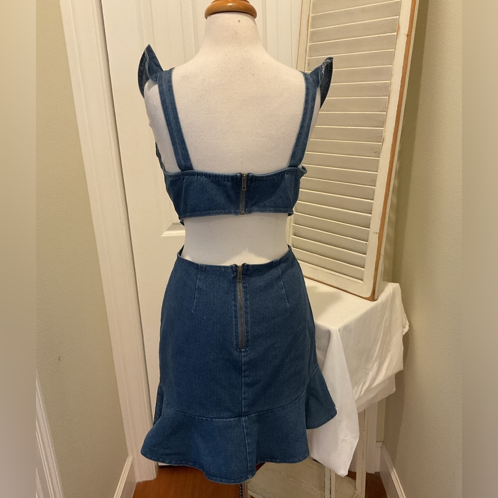Sugarlips Dark Blue Denim Ruffle Dress - Picture 2 of 4